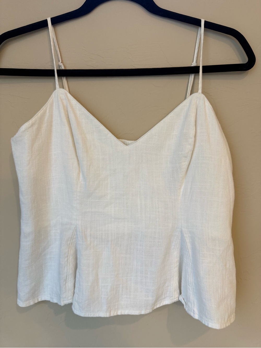 Express White Linen-Texture Spaghetti Strap Camisole
